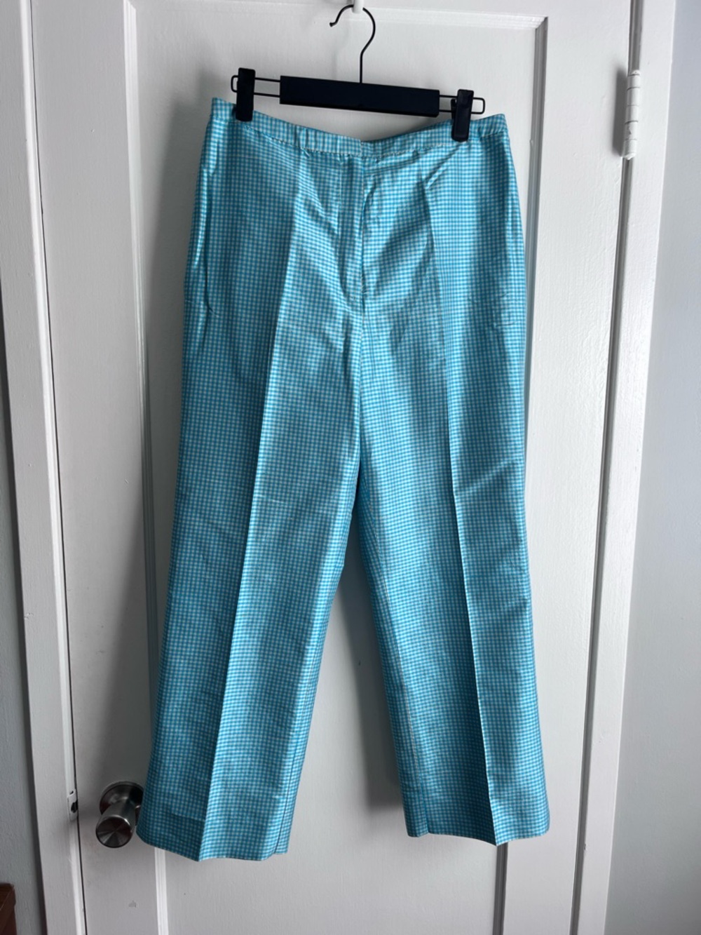 Jones New York Blue Gingham Silk Pants